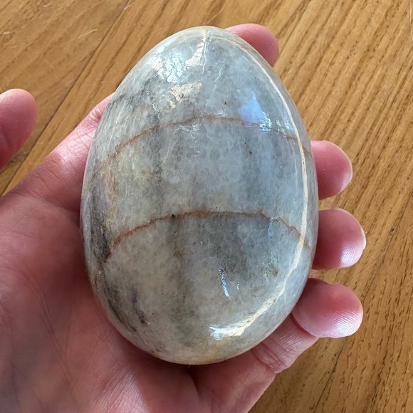 Labradorite polished gray sparkly rock egg-shaped gemstone marbled treasure 3” - Picture 2 of 7